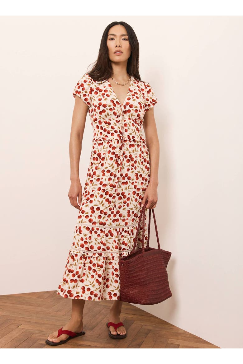 Cherry Print Midi Dress, Alternate, color, Red