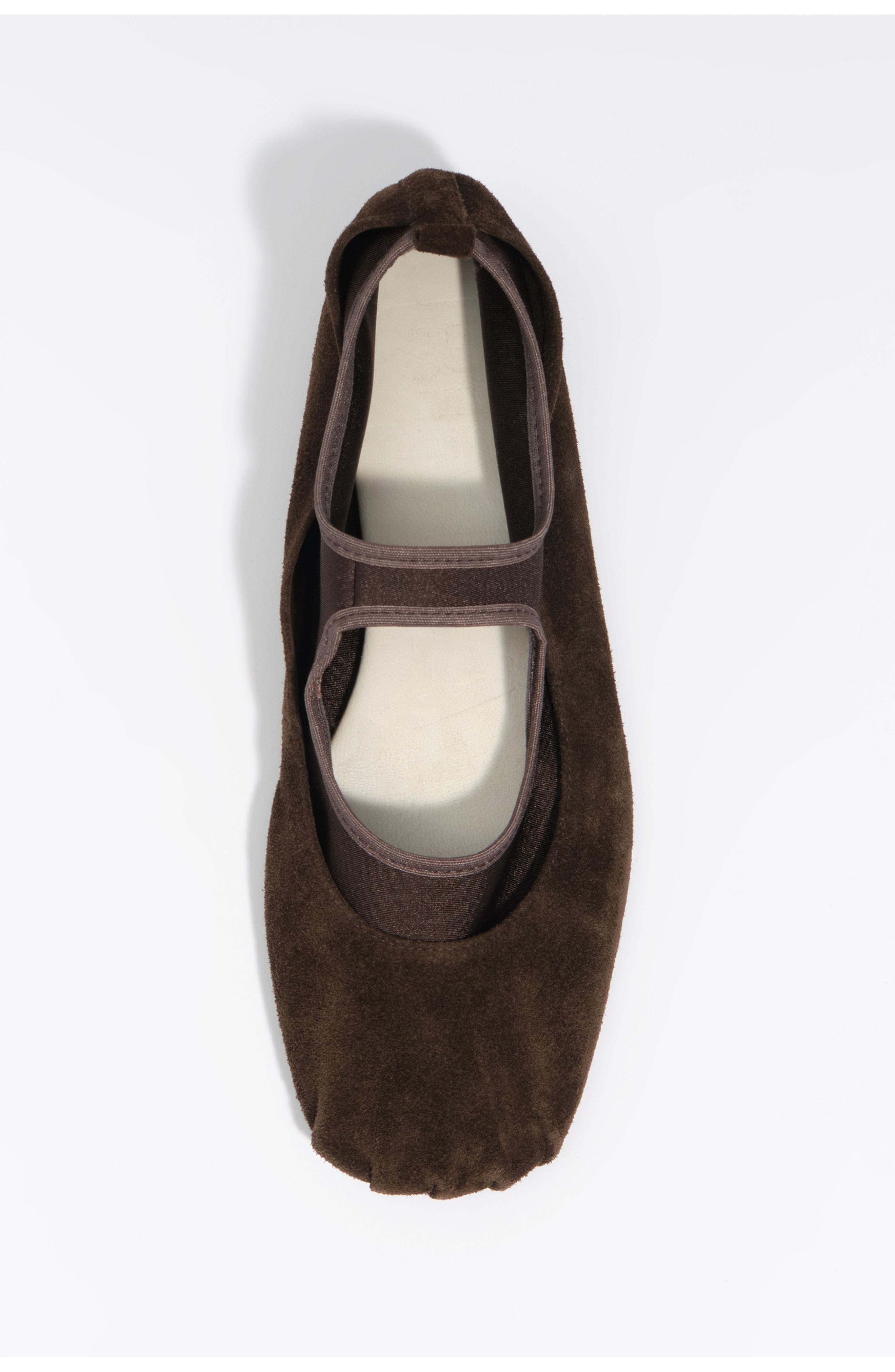 Suede Tricot Ballerina Flats, Alternate, color, DARK BROWN