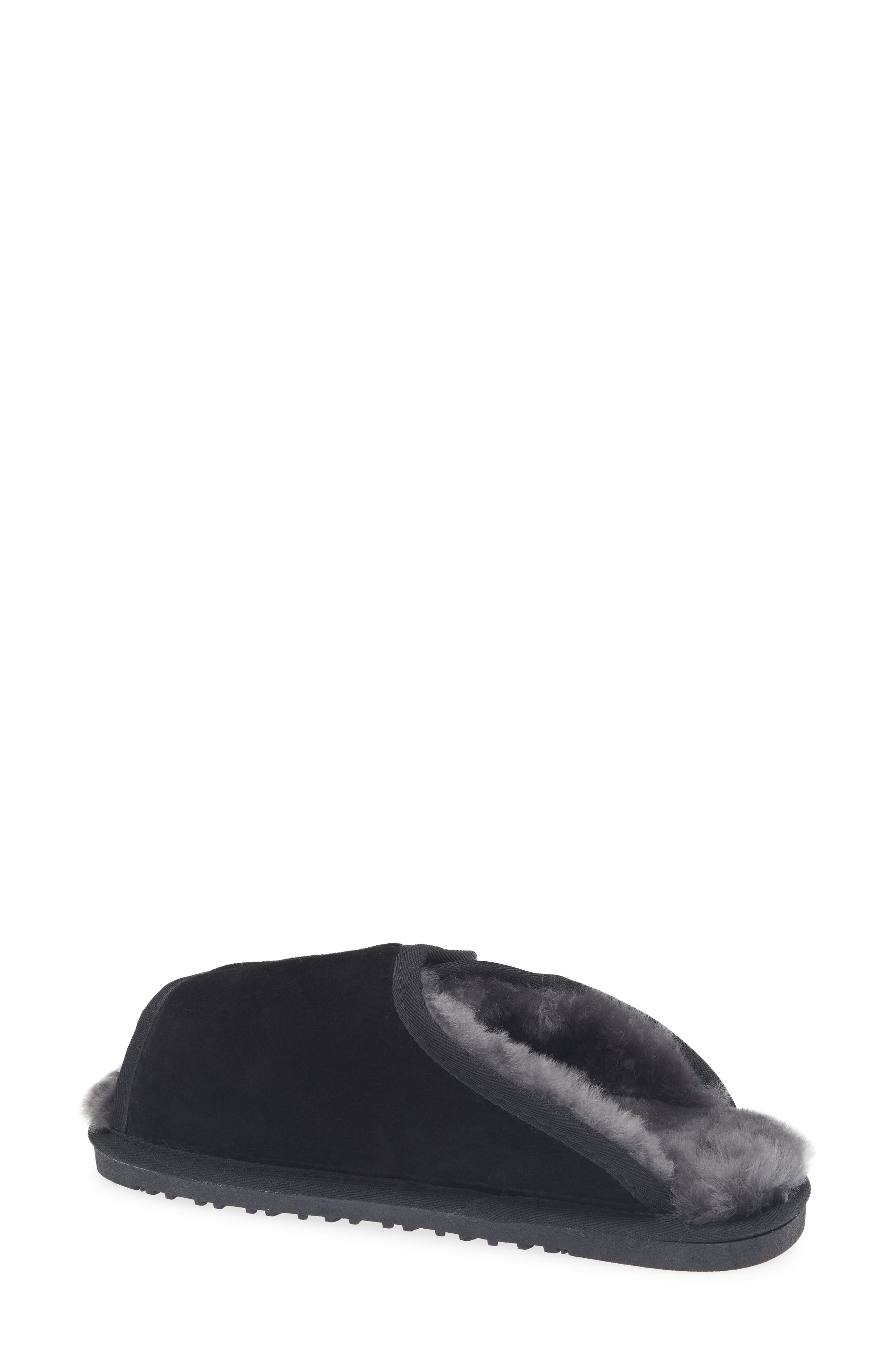 APMA Genuine Shearling Leather Slipper, Alternate, color, BLACK