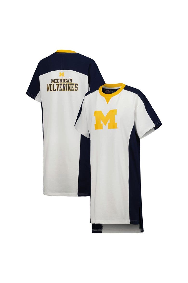 Women's G-III 4Her by Carl Banks White Michigan Wolverines Home Run T-Shirt Dress, Main, color, White