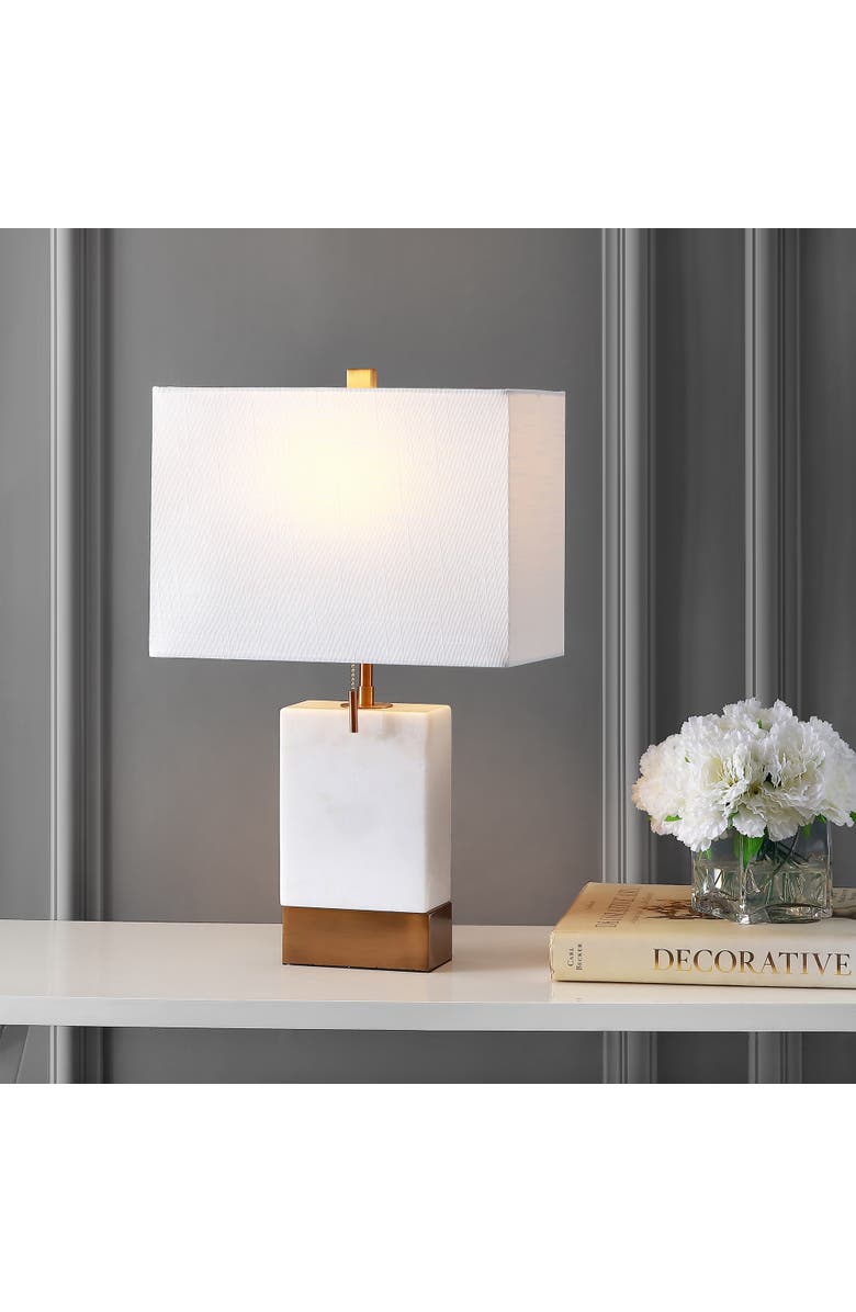 JONATHAN Y Trevor Marble/Iron Gold Modern Console LED Table Lamp, Alternate, color,