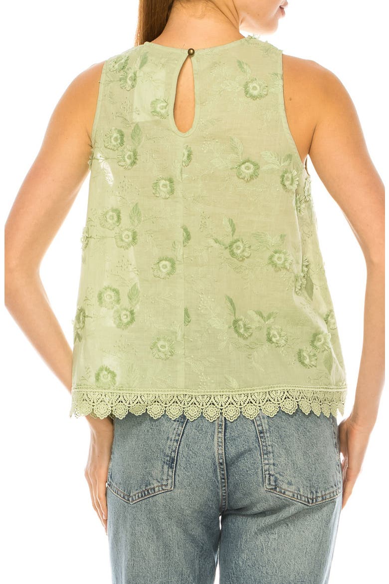 Embroidered Lace Trim Sleeveless Top, Alternate, color, CELEDON GREEN