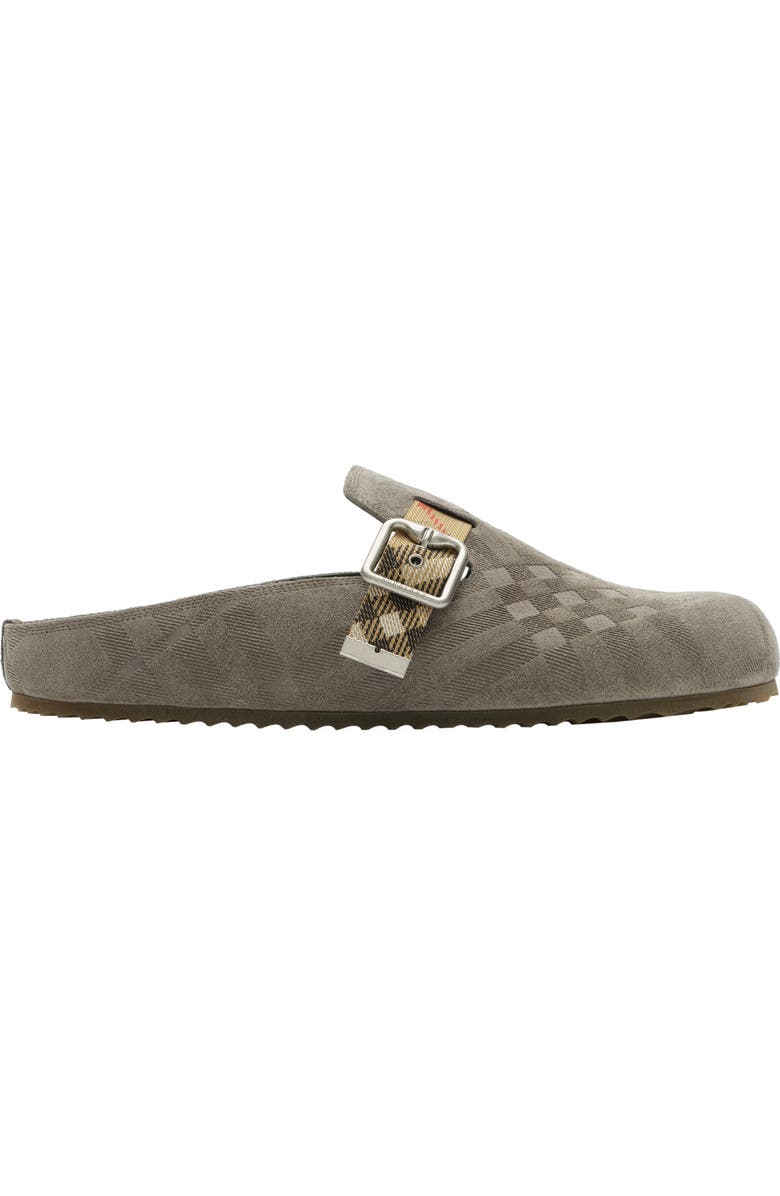Burberry Check Suede Urchin Clogs, Main, color, Chino Grey