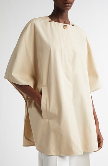 Max Mara Garza Cotton Cape with Removable Scarf | Nordstrom