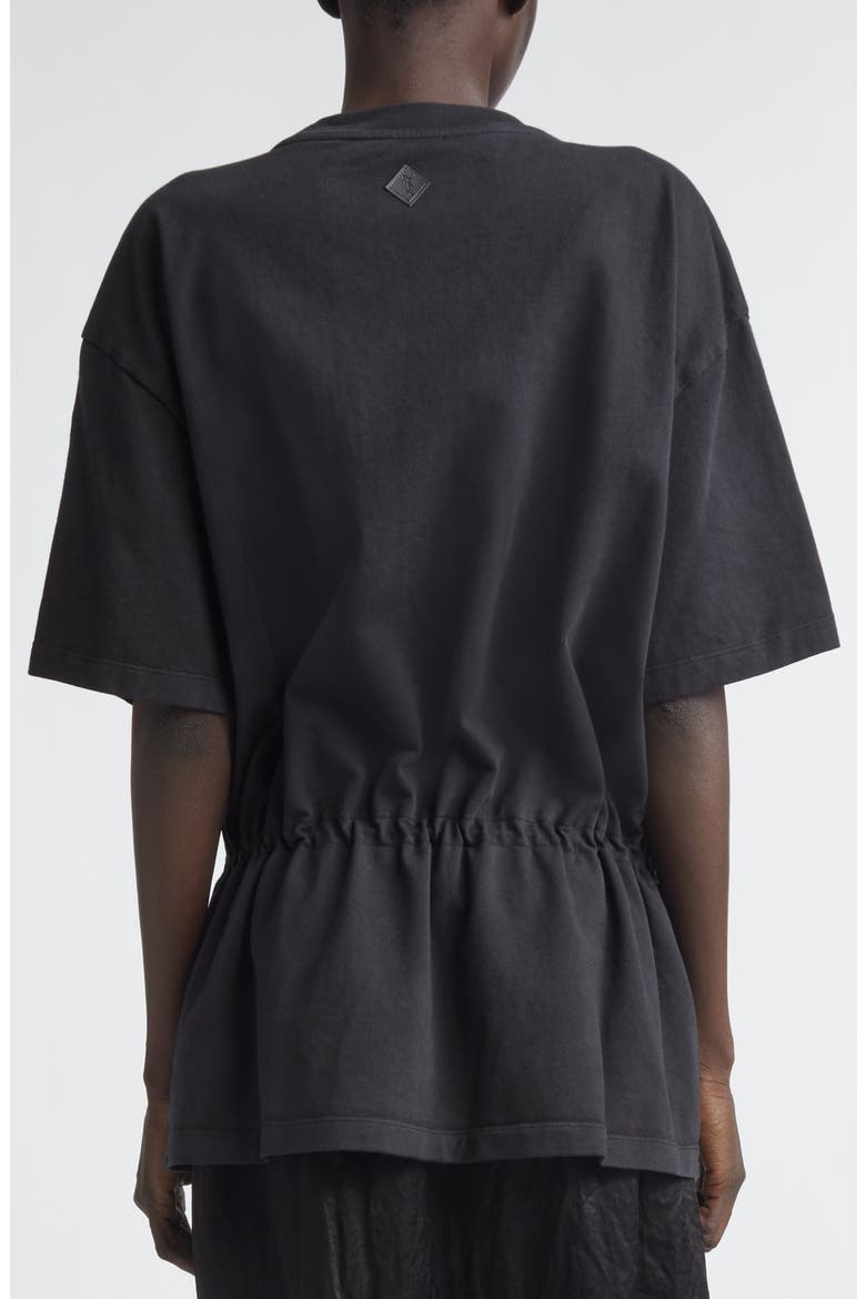 Joopy Drawstring Waist Mixed Media T-Shirt Dress, Alternate, color, BLACK