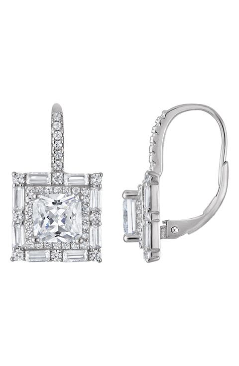 Cubic Zirconia Lever-Back Earrings