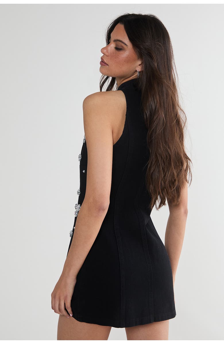 NASTY GAL Embellished Applique Mini Dress, Alternate, color, Washed Black