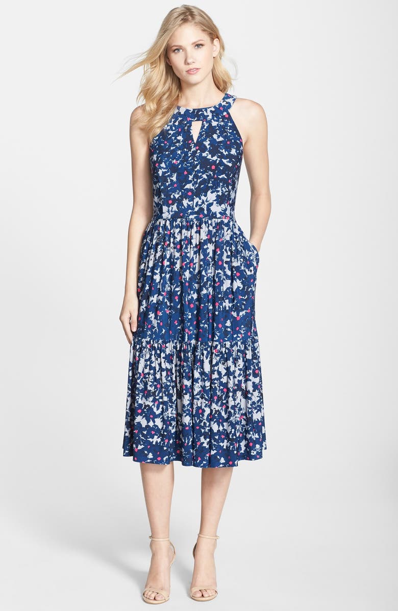 Taylor Dresses Print Jersey Midi Dress, Main, color, 