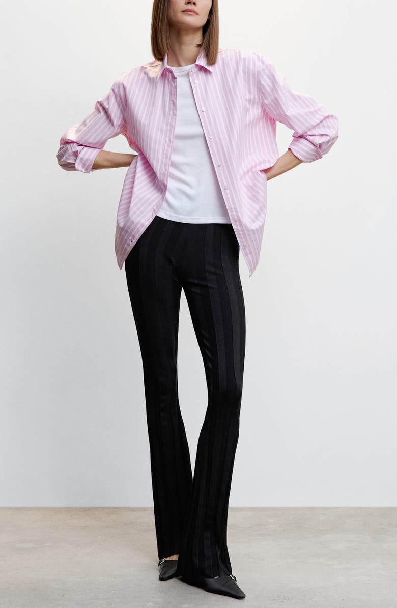 MANGO Wide Rib Knit Flare Leg Pants, Alternate, color, 