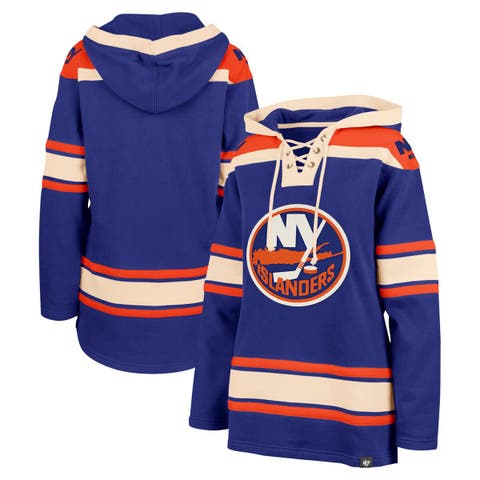 Women's '47  Royal New York Islanders Superior Lacer Pullover Hoodie