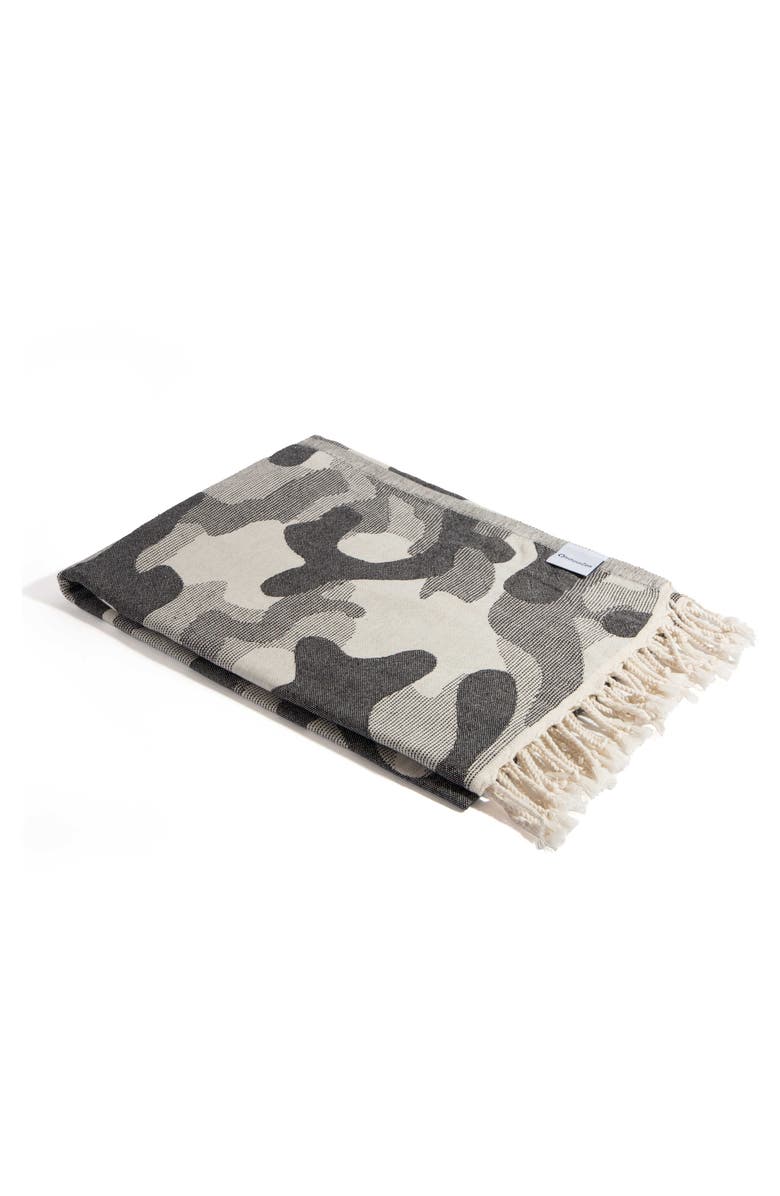 InfuseZen Camo Print Organic Sand Resistant Reversible Turkish Towel, Alternate, color, Black