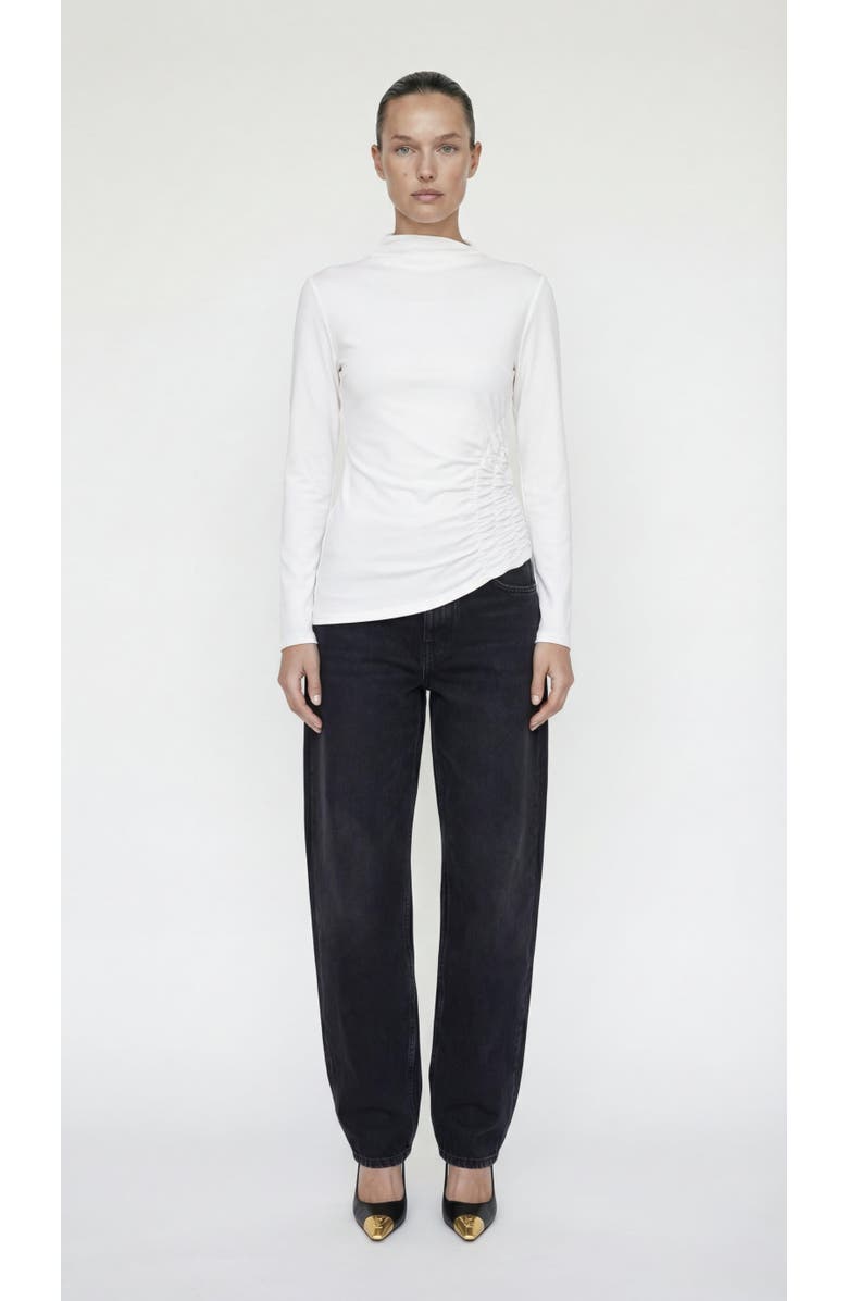 Elexiay Toni Asymmetrical Ruched Mock Neck Top, Alternate, color, White