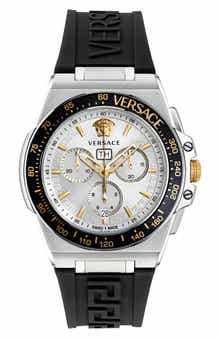 Versace Greca Extreme Silicone Strap Watch, 45mm