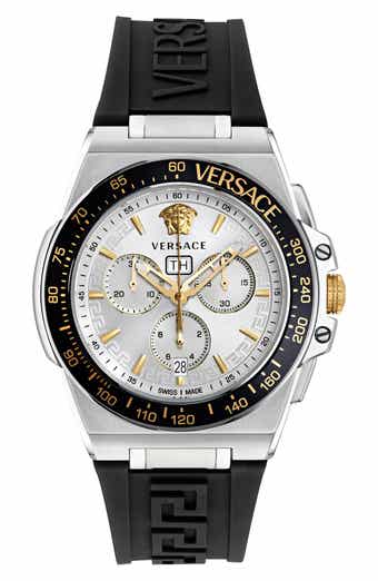 Versace Greca Extreme Silicone Strap Watch, 45mm