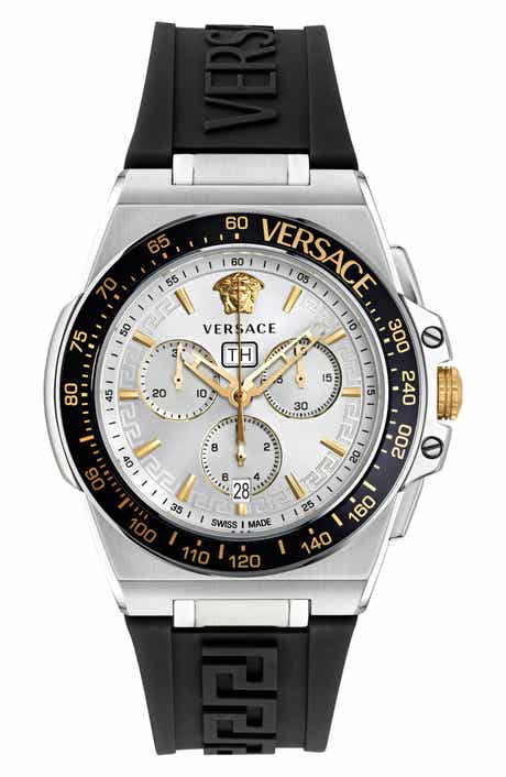 Versace Greca Extreme Silicone Strap Watch, 45mm
