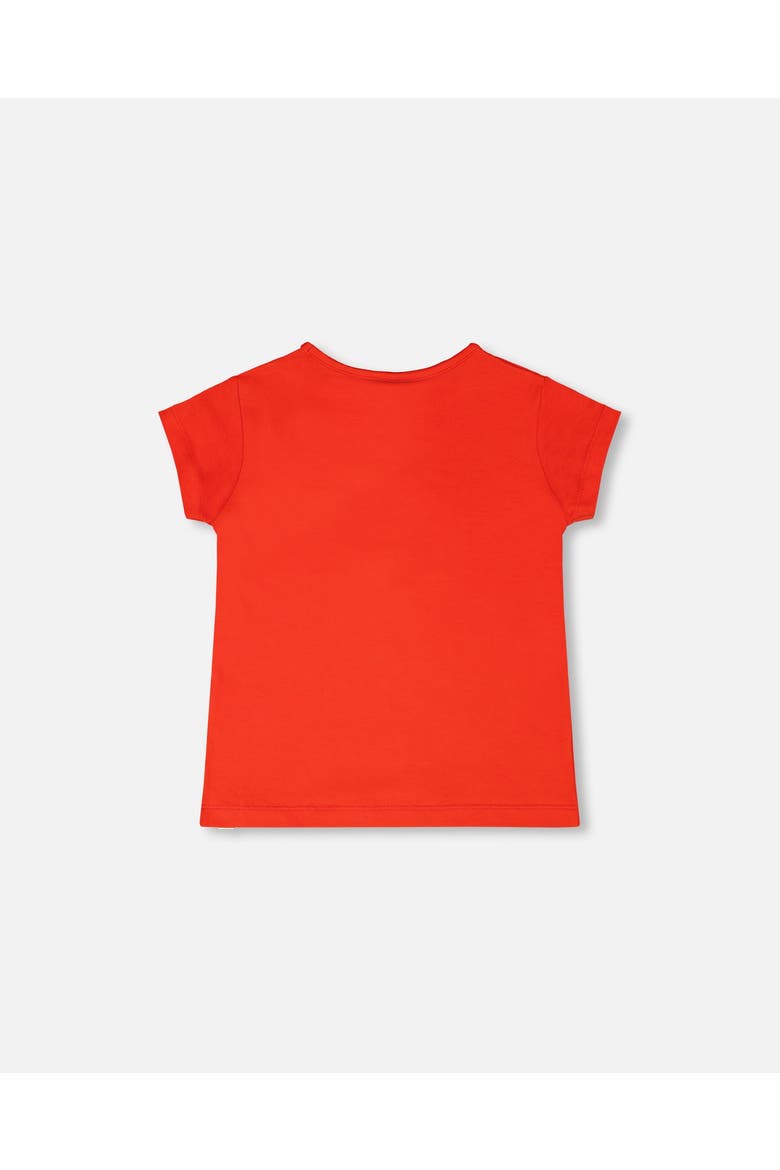 Organic Cotton Jersey Short Sleeve Flower T-Shirt, Alternate, color, Red