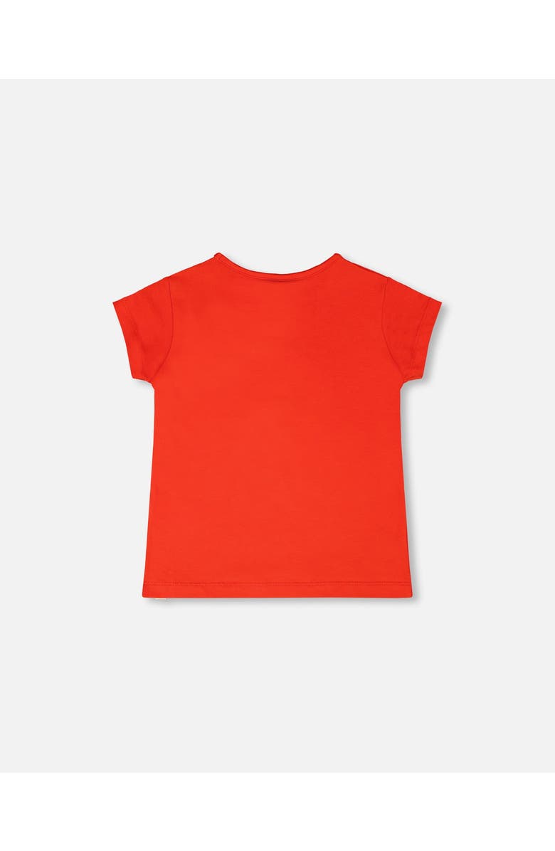 Deux par Deux Organic Cotton Jersey Short Sleeve Flower T-Shirt, Alternate, color, Red