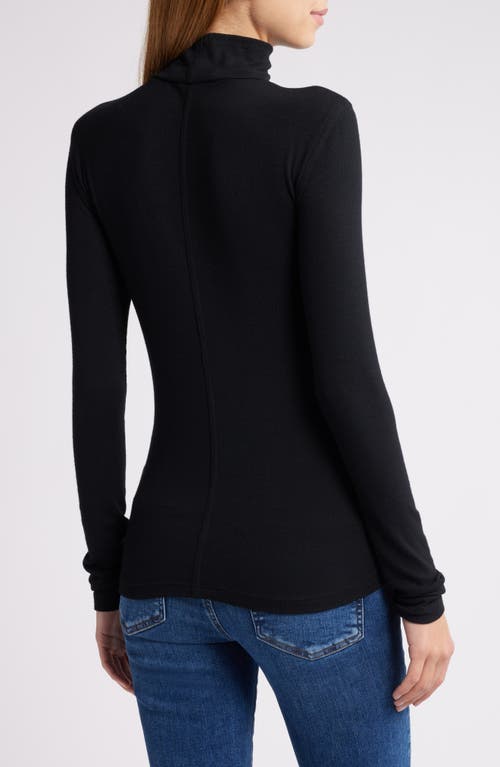 Frame Ribbed Turtleneck Top In Black