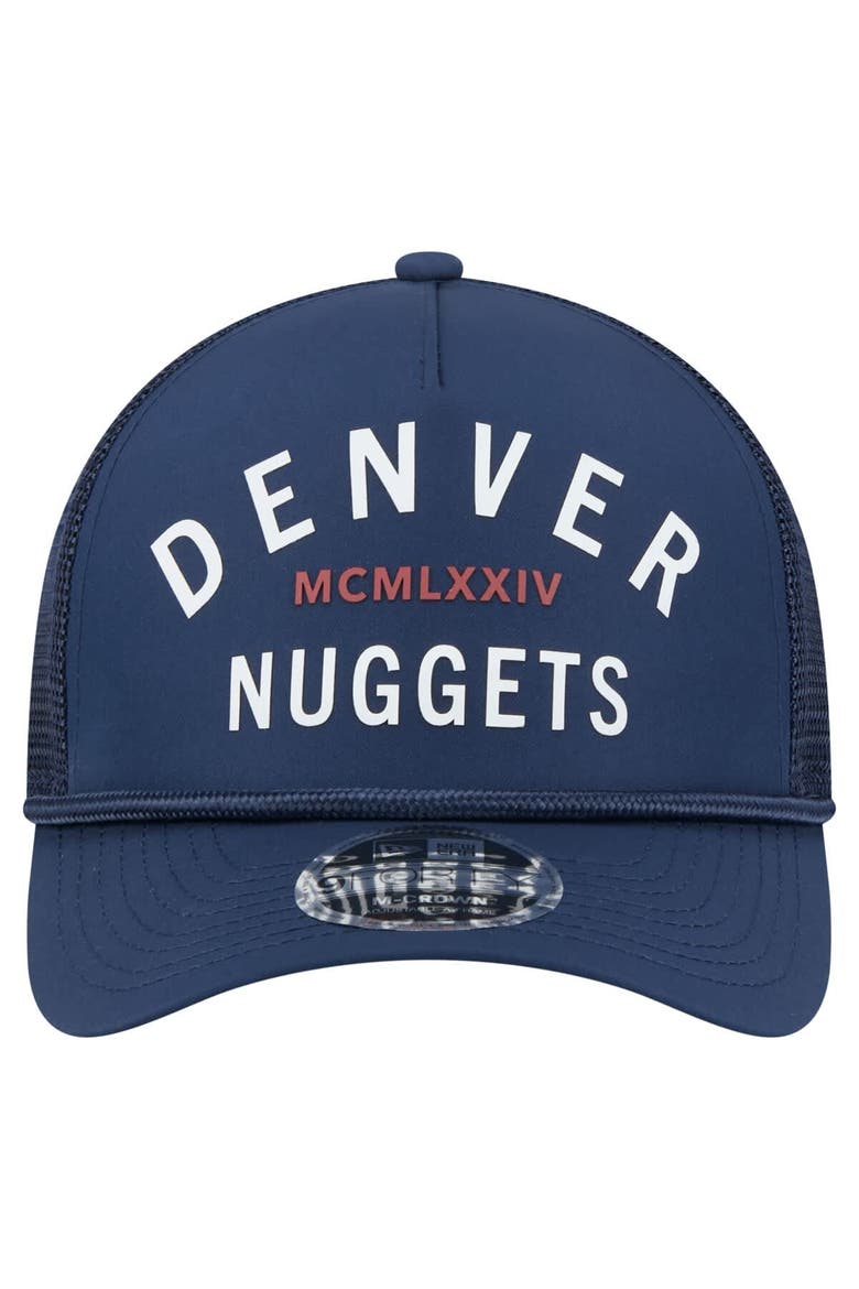 Men's New Era  Navy Denver Nuggets Minimalist A-Frame 9FORTY Trucker Hat, Alternate, color, Navy