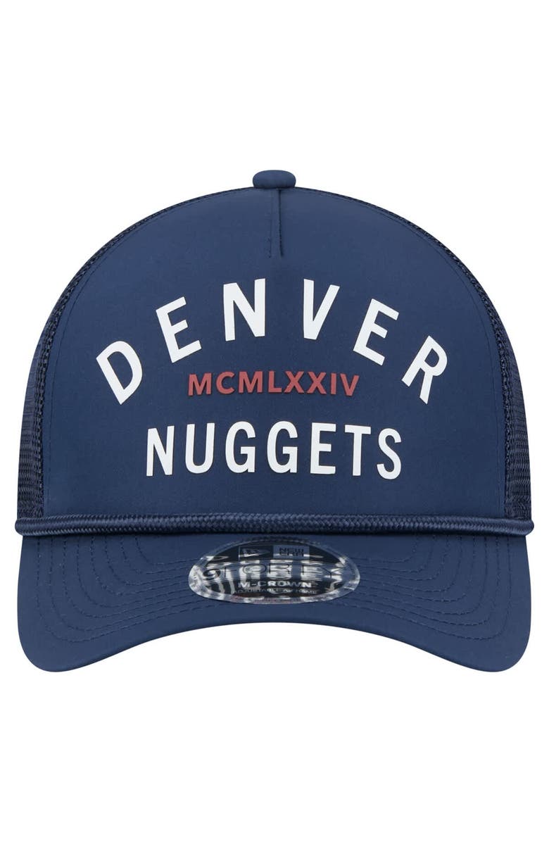 New Era Men's New Era  Navy Denver Nuggets Minimalist A-Frame 9FORTY Trucker Hat, Alternate, color, Navy