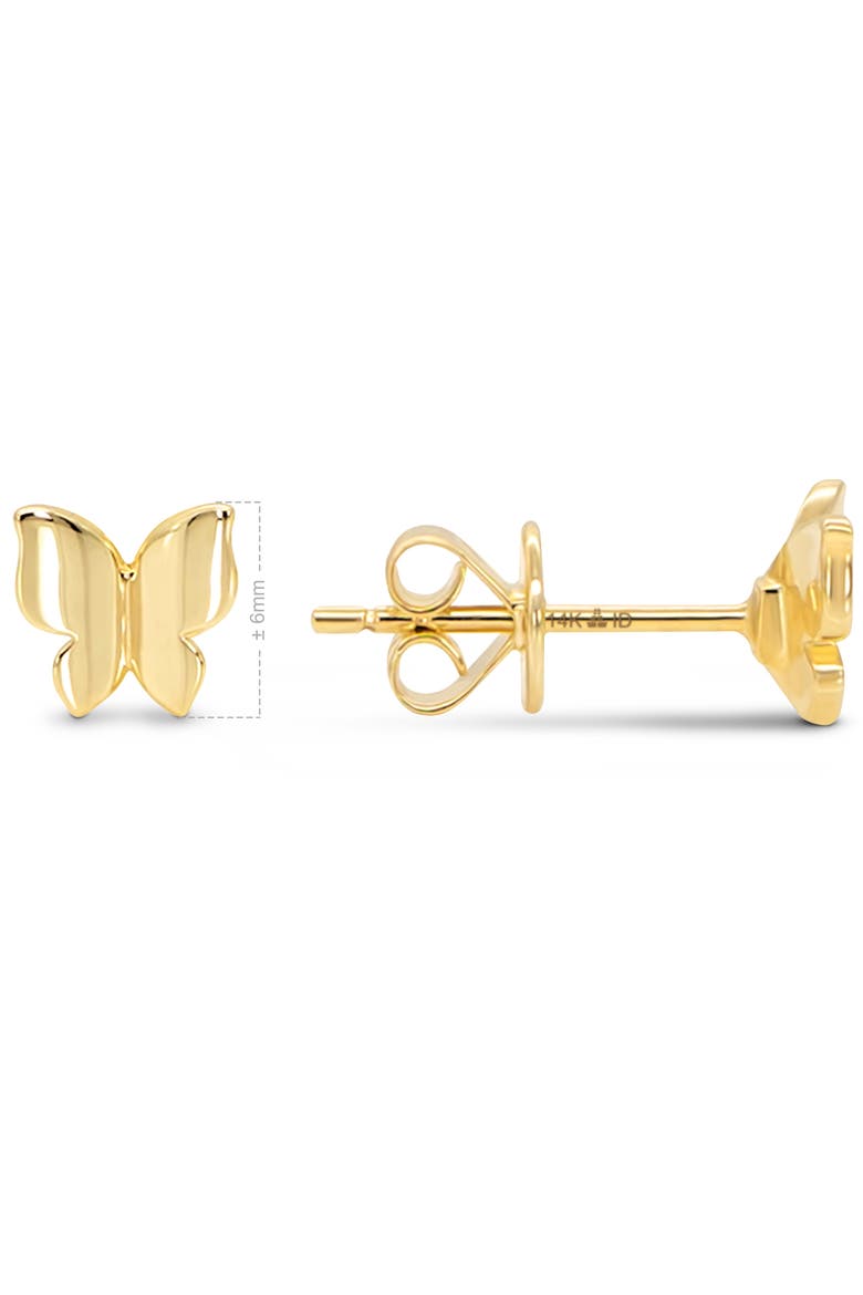 Butterfly Stud Earrings in 14K Gold, 6mm, Alternate, color, Yellow Gold