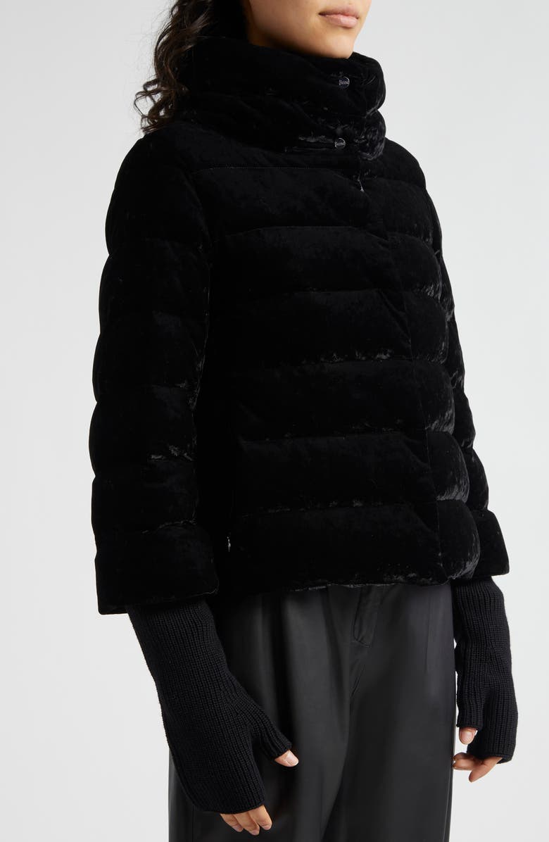 Herno A-Line Marbled Velvet Down Jacket, Alternate, color, 