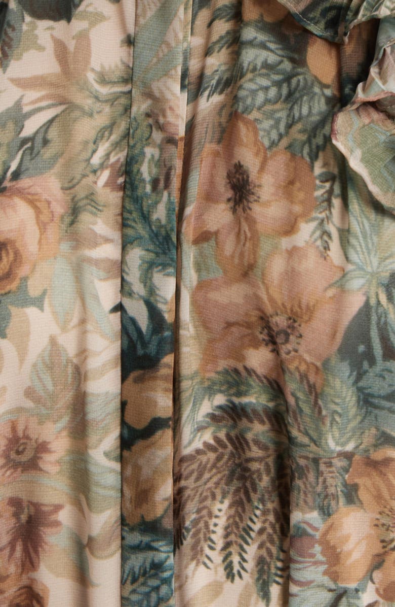 KOBI HALPERIN Amanda Floral Print Tie Waist Long Sleeve Midi Dress, Alternate, color, Rose Multi