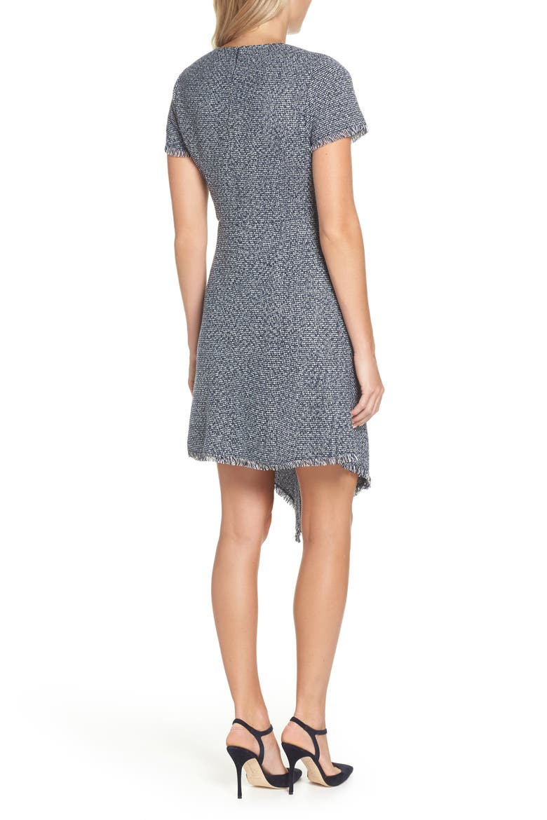Asymmetrical Tweed Dress, Alternate, color, NAVY