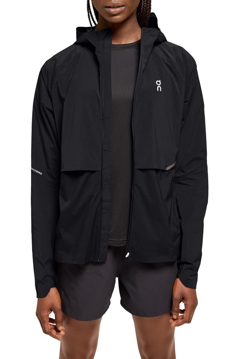 Core Hooded Packable Running Jacket, Main, color, BLACK
