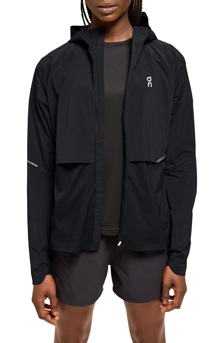 On Core Hooded Packable Running Jacket, Main, color, Black