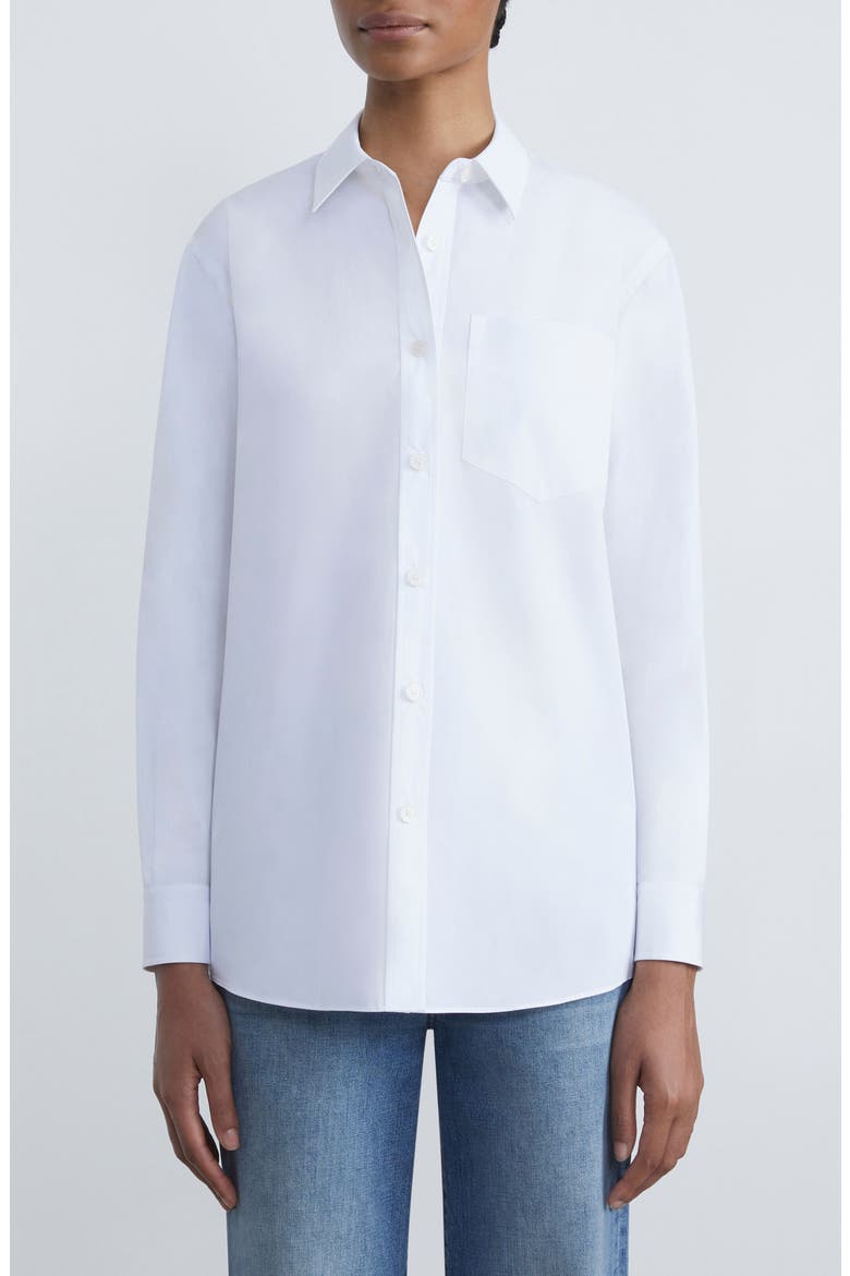 Oversize Organic Cotton Poplin Boyfriend Shirt, Main, color, WHITE