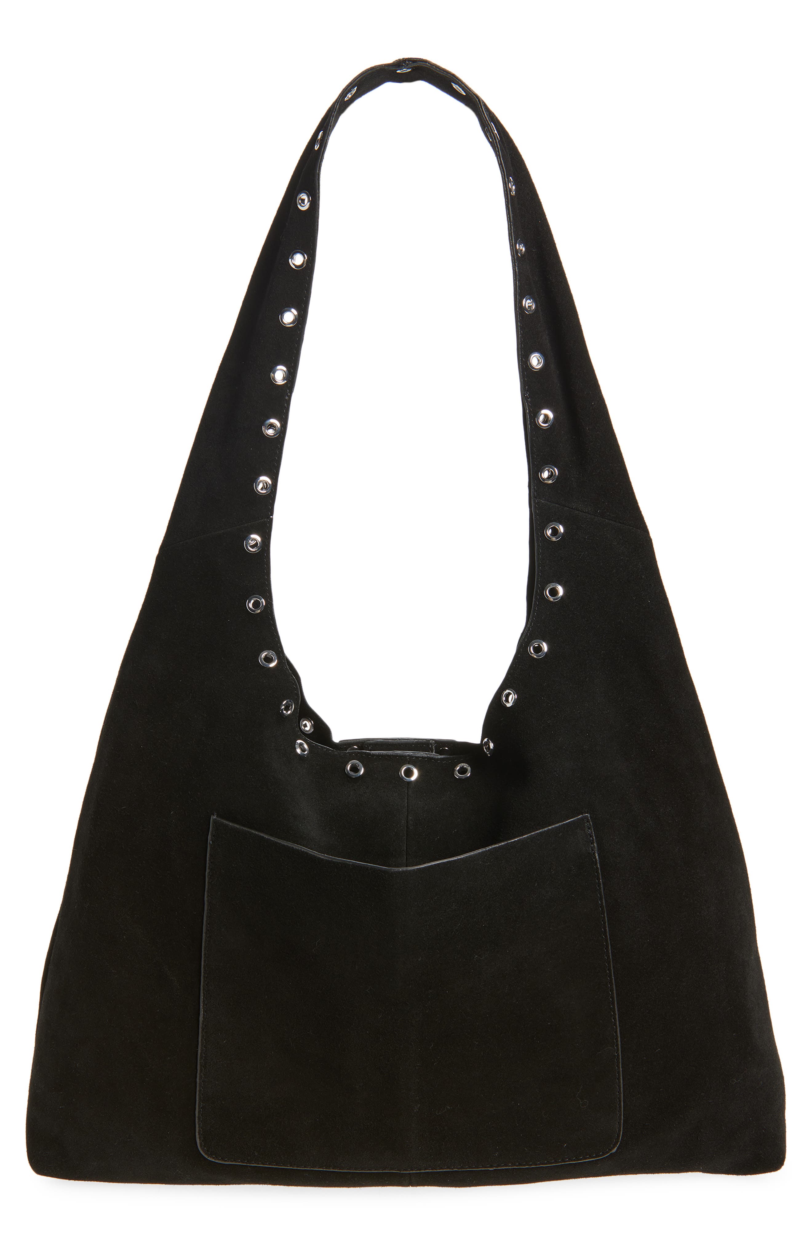 Rebecca Minkoff Industry Suede Slouchy Hobo Bag, Alternate, color, Black