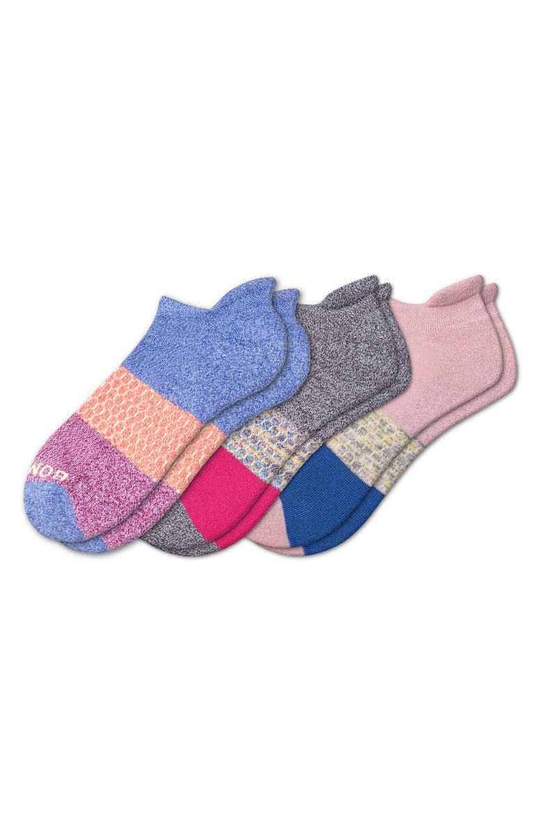 Bombas Assorted 3-Pack Tri-Block Ankle Socks, Main, color,