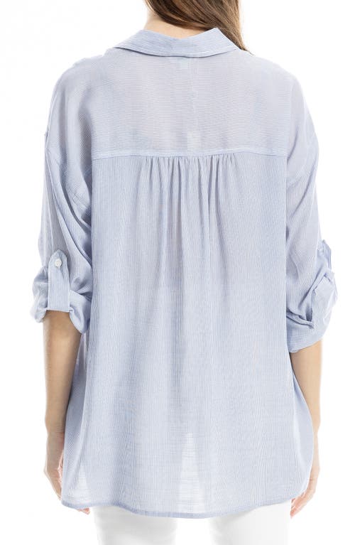 Max Studio Roll Tab Gauze Button-up Shirt