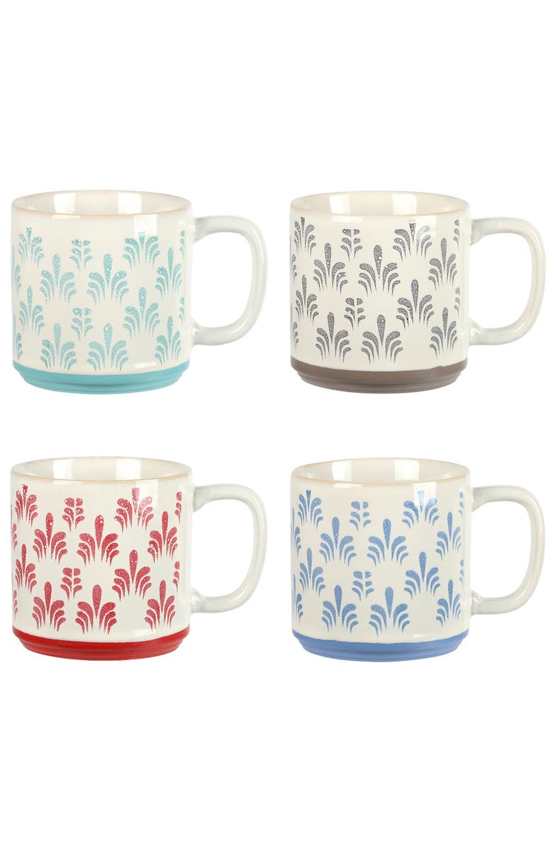 Gibson Home Morning Mist 4 Piece 18 Ounce Stoneware Mug Set, Alternate, color, Red