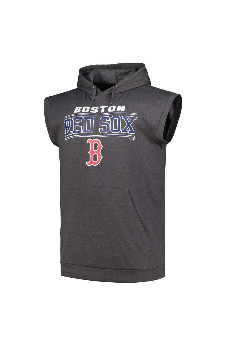 PROFILE Men's Profile Heather Charcoal Boston Red Sox Big & Tall Muscle Sleeveless Pullover Hoodie, Alternate, color, Heather Charcoal