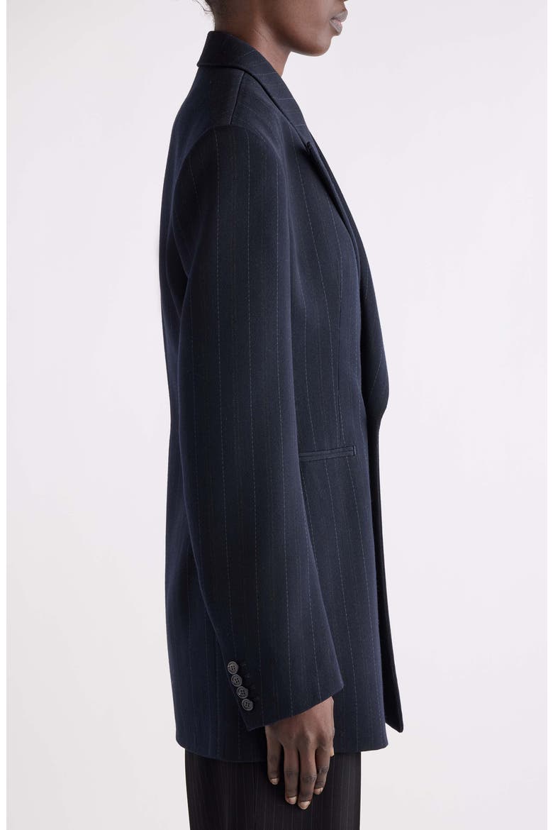Pinstripe Double Breasted Wool Blazer, Alternate, color, MARINE FONCE GRIS