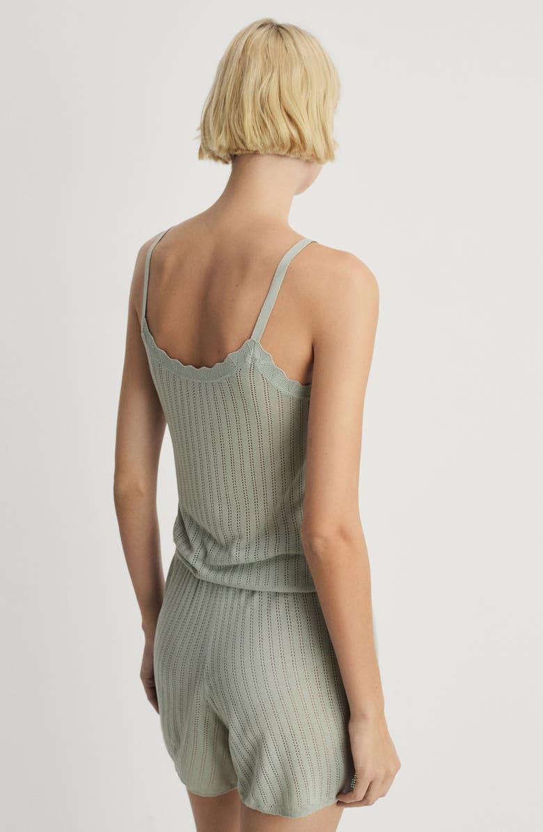 MANGO Pointelle Pajama Shorts, Alternate, color, Aqua Green