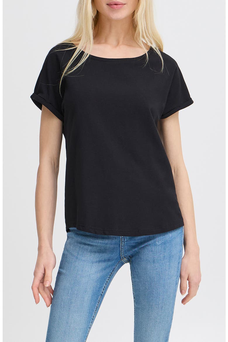 Pamila Cotton T-Shirt, Main, color, BLACK