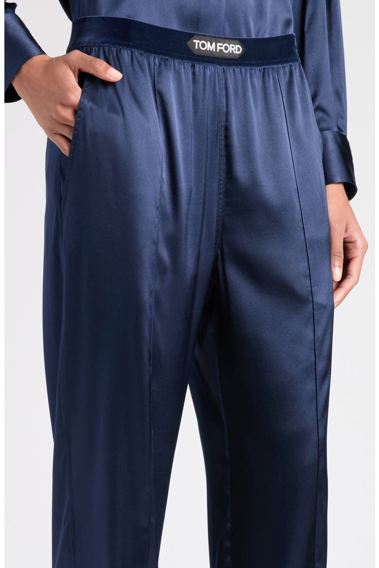 Stretch Silk Satin Pajama Pants, Alternate, color, HB840 DARK NAVY