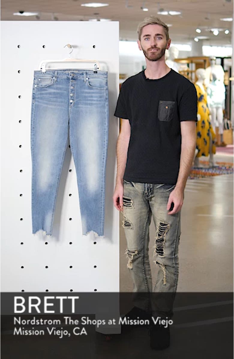 The Bella Chewed Hem Button Fly Ankle Skinny Jeans, sales video thumbnail