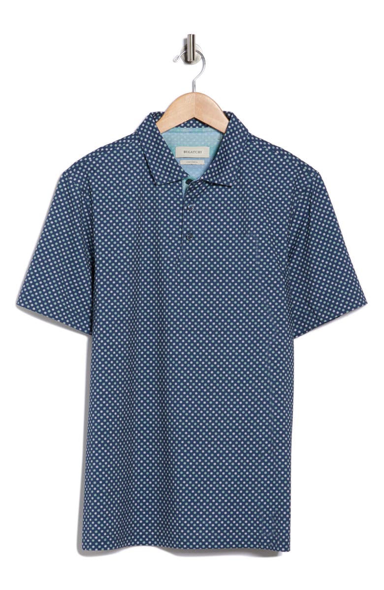 Bugatchi Vincent OoohCotton<sup>®</sup> Geo Print Polo, Alternate, color, Navy
