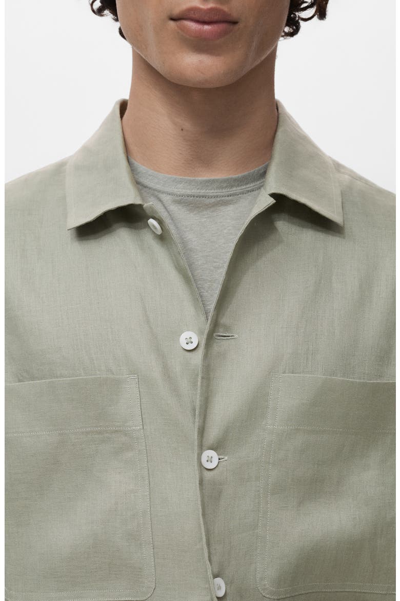 Lightweight Linen Overshirt, Alternate, color, MINT GREEN