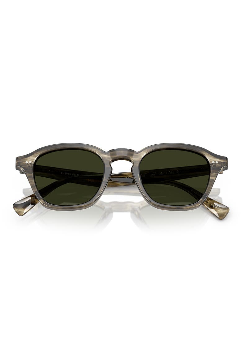 48mm Small Polarized Square Sunglasses, Alternate, color, SOFT OLIVE BARK / POLAR