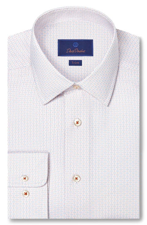 Trim Fit Geometric Cotton Dress Shirt