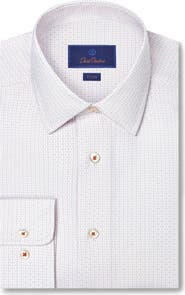 David Donahue Trim Fit Geometric Cotton Dress Shirt