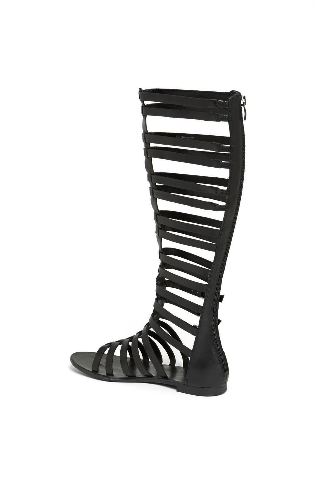 'Jamon' Knee High Gladiator Sandal, Alternate, color, BLACK