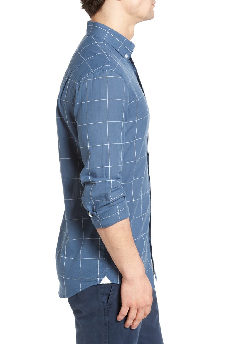 Lawn Trim Fit Windowpane Plaid Shirt, Alternate, color, BERING SEA