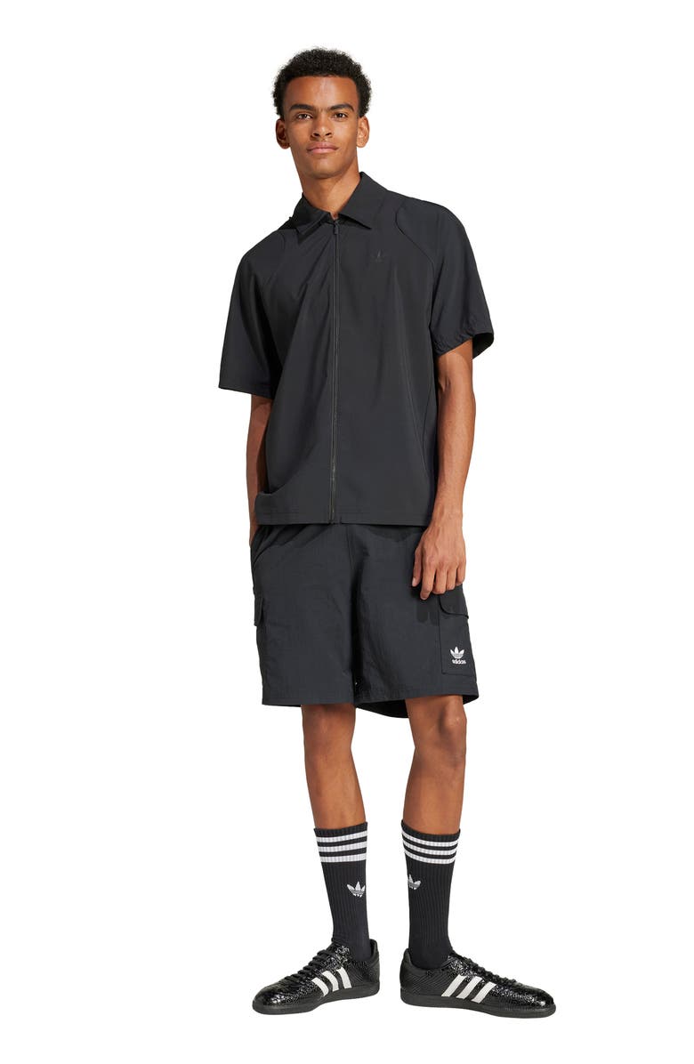 adidas Originals Trefoil Woven Nylon Cargo Shorts, Alternate, color, Black