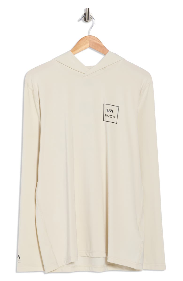 RVCA UPF 50+ Hooded Rashguard, Main, color, Silver Bleach